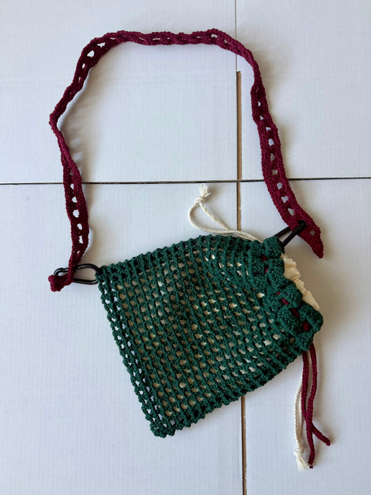 Ručne háčkovaná tmavo-zelená taška