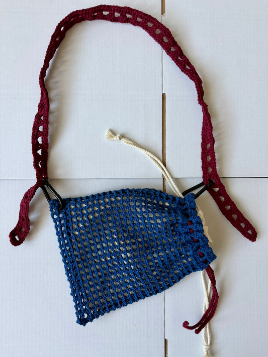 Ručne háčkovaná modrá taška